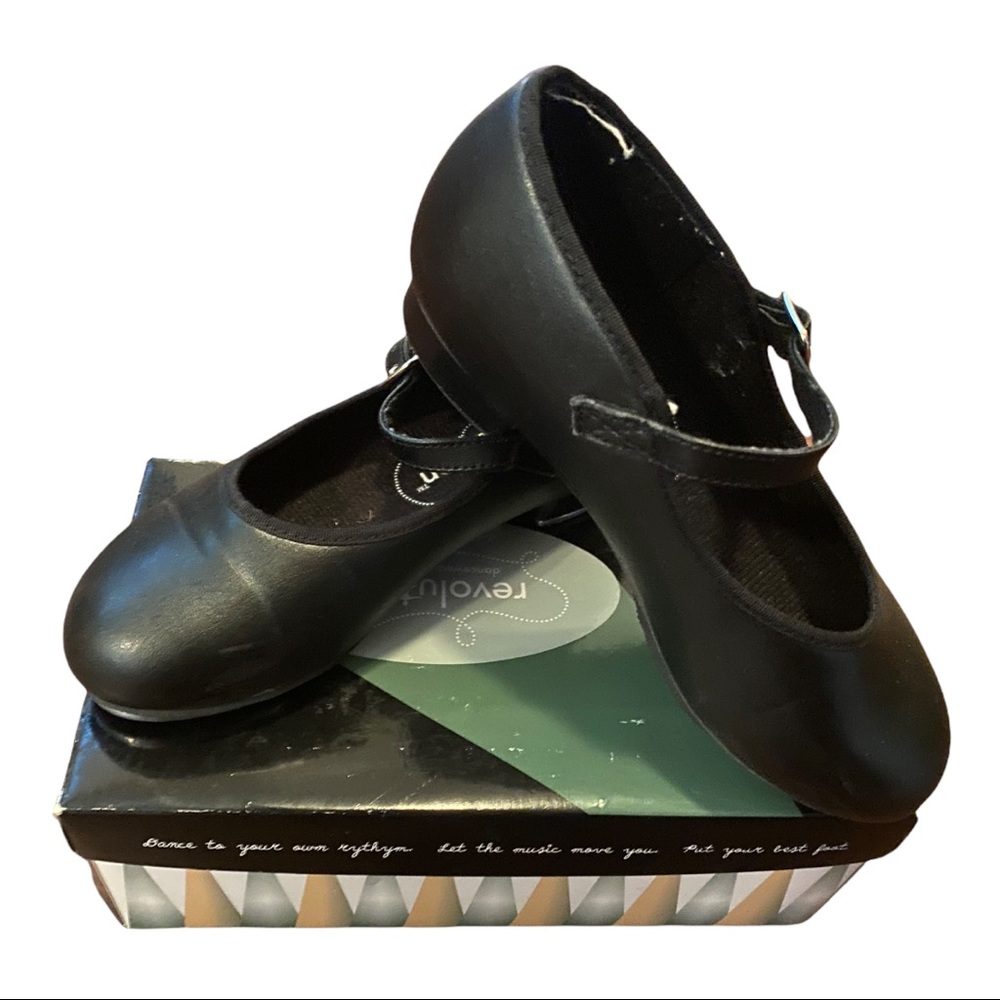 Revolution GIRLS Black TAP SHOES Dance 1.5 AD  #821